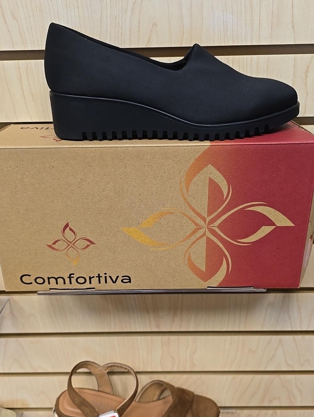 Comfortiva Black Slip-On Wedge Loafer